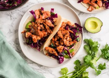Spicy Chipotle Salmon Tacos and Slaw