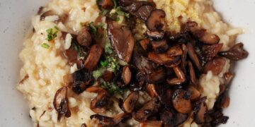 Savory Vegan Risotto with Blended Mushrooms