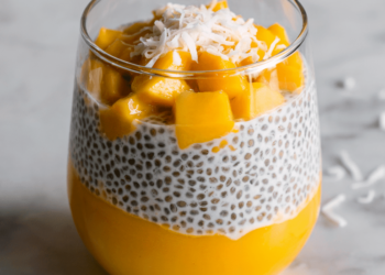 Straightforward Vegan Mango Coconut Chia Seed Pudding • Wholesome Helper