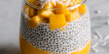 Straightforward Vegan Mango Coconut Chia Seed Pudding • Wholesome Helper