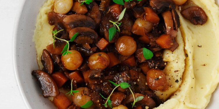 Cozy Vegan Mushroom Bourguignon | The Full Serving to