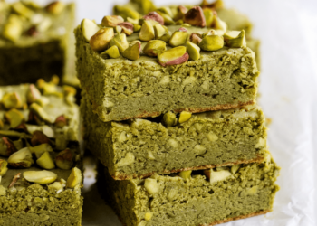 Pistachio Matcha Almond Flour Bars [high protein + grain-free] • Wholesome Helper