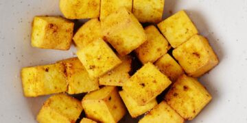 Baked Curried Tofu Cubes | The Full Serving to