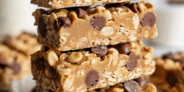 No-Bake Chocolate Chip Peanut Butter Protein Granola Bars