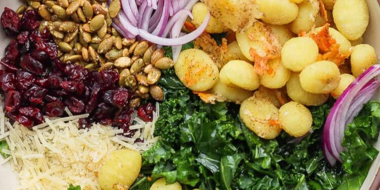 Gnocchi Salad with Kale and Garlic Parmesan Dressing