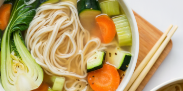 Vegan Chinese language 5-Spice Noodle Soup [gluten-free + oil-free] • Wholesome Helper