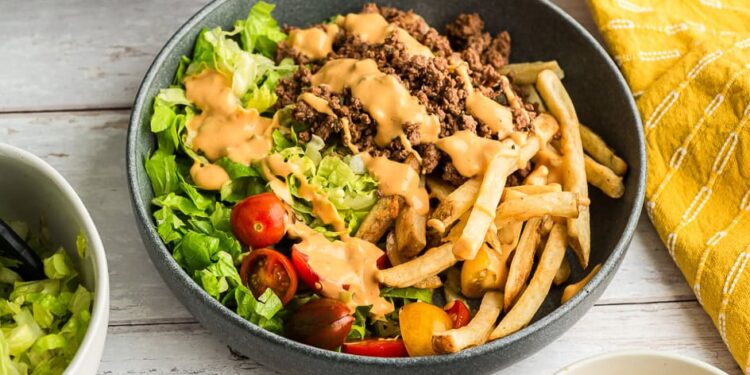 Floor Beef Burger Bowls (Straightforward 15 Minute Dinner)