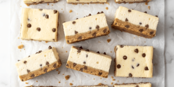 No-Bake Vegan Chocolate Chip Cheesecake Bars