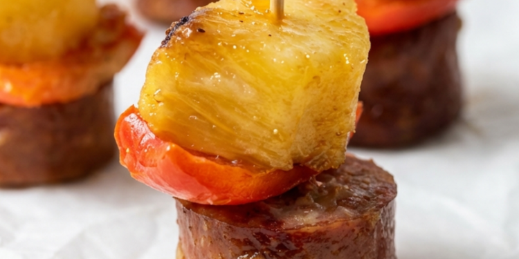 Sausage, Pepper, and Pineapple Skewers [gluten-free + paleo friendly] • Wholesome Helper