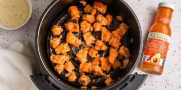 Air Fryer Buffalo Salmon Bites (Simple 10 Minute Dinner)