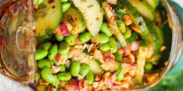 Chili Crunch Edamame Cucumber Salad