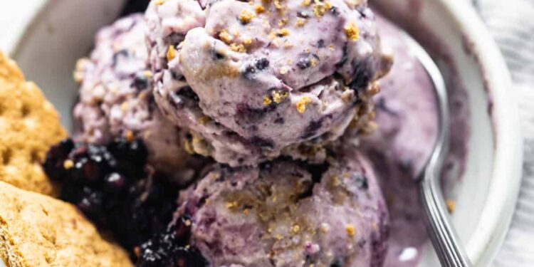 Cottage Cheese Ice Cream (Blackberry Cheesecake)
