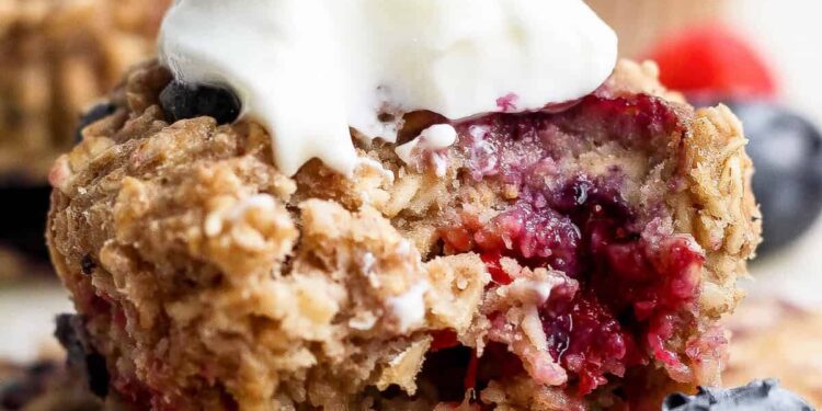 Triple Berry Baked Oatmeal Cups