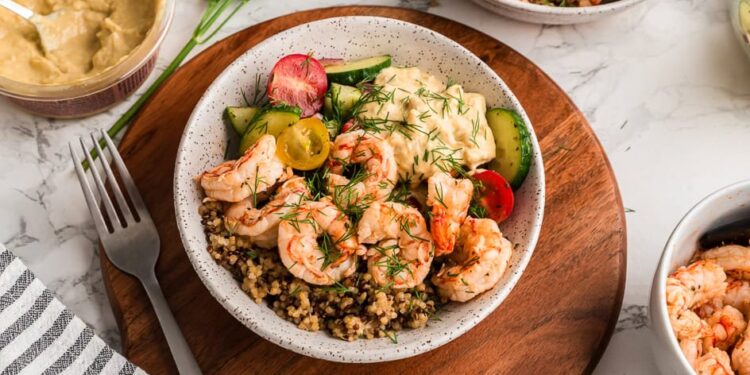 Greek Shrimp Bowls (Straightforward 20 Minute Dinner)