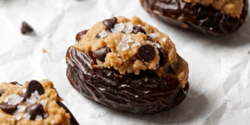 Vegan Chocolate Chip Cookie Dough Stuffed Dates