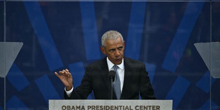 Obama Offers Pointed Remarks on ‘American Values,’ With out Naming Trump