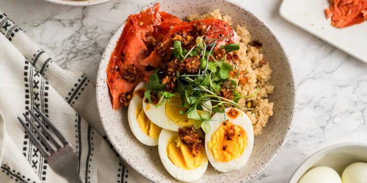 Straightforward Smoked Salmon Quinoa Bowls