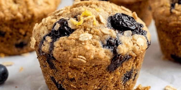 Vegan Blueberry Lemon Oat Muffins [gluten-free + no added sugar] • Wholesome Helper