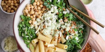 Inexperienced Goddess Pasta Salad (Solely 6 Elements!)