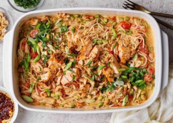 Salmon Noodle Casserole (with Chili Crunch & Boursin!)