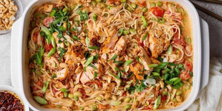 Salmon Noodle Casserole (with Chili Crunch & Boursin!)