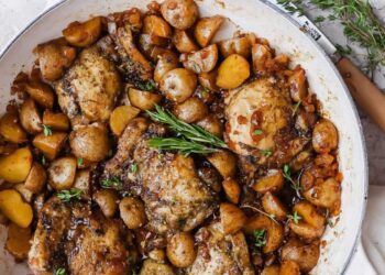Apple Cider Rooster Thighs (One-Skillet Dinner)