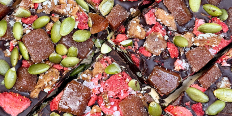 Darkish Chocolate Superfood Bedtime Bark [vegan + gluten-free] • Wholesome Helper