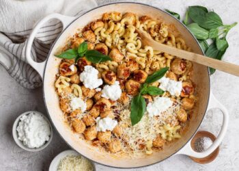 Mini Cottage Cheese Meatballs with Pasta (So Juicy!)