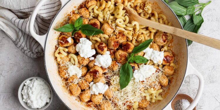 Mini Cottage Cheese Meatballs with Pasta (So Juicy!)