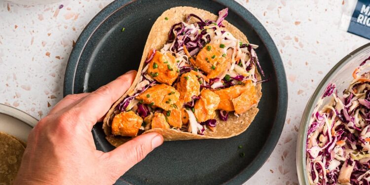 Buffalo Salmon Tacos (Straightforward 15 Minute Dinner)