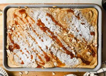Sheet Pan Almond Croissant Pancakes (Straightforward Brunch!)