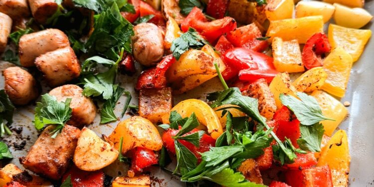 Sheet Pan Sausage, Peppers & Potatoes • Kath Eats